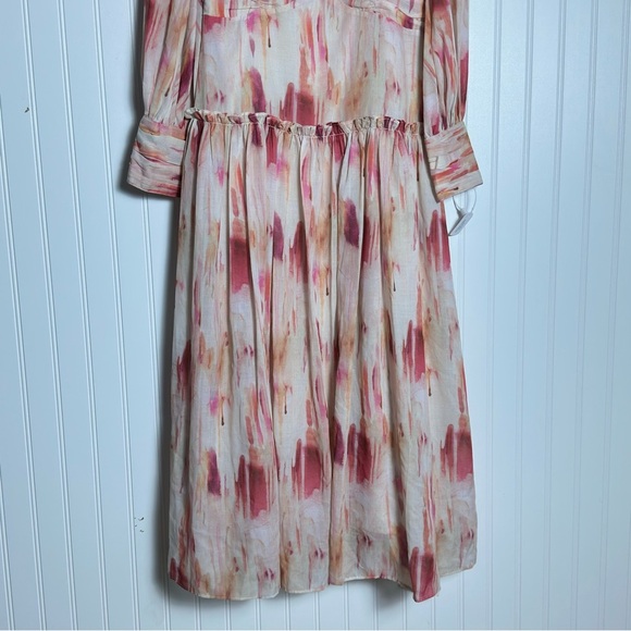 Aconiconi Midi Dress Long Sleeve V-Neck Size  Medium Abstract Print Lined - Picture 5 of 17